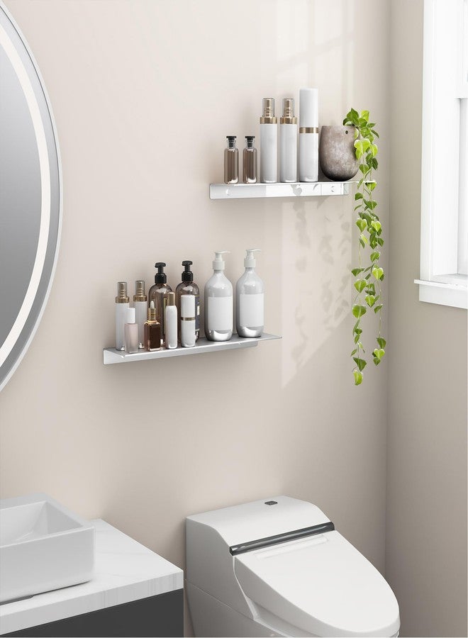 Danpoo Adhesive Floating Shelves for Wall Storage, Metal Wall Shelves for Living Room, Bathroom, Kitchen, 20” Long Display Shelves for Collectibles(Silver, 2 PCS) - Image 5